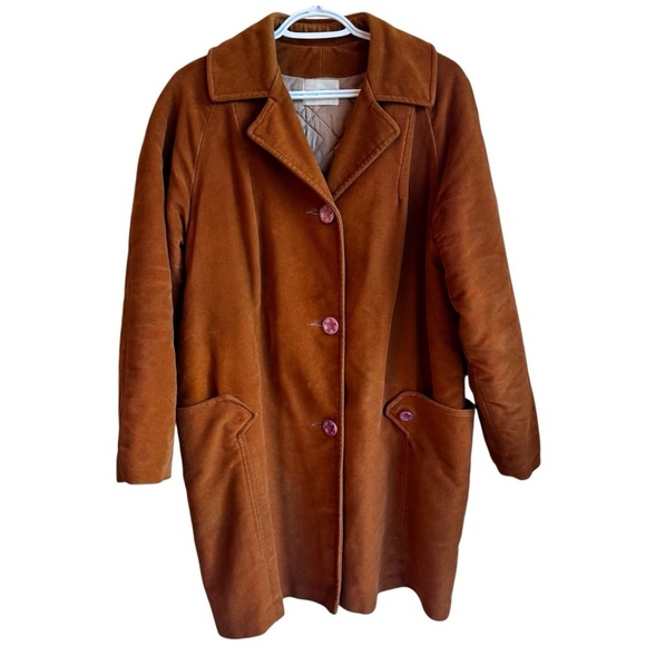 Irving Posluns Jackets & Blazers - Irving Posluns Brown Suede Leather Coat Jacket Women’s Large Vintage Pink Button